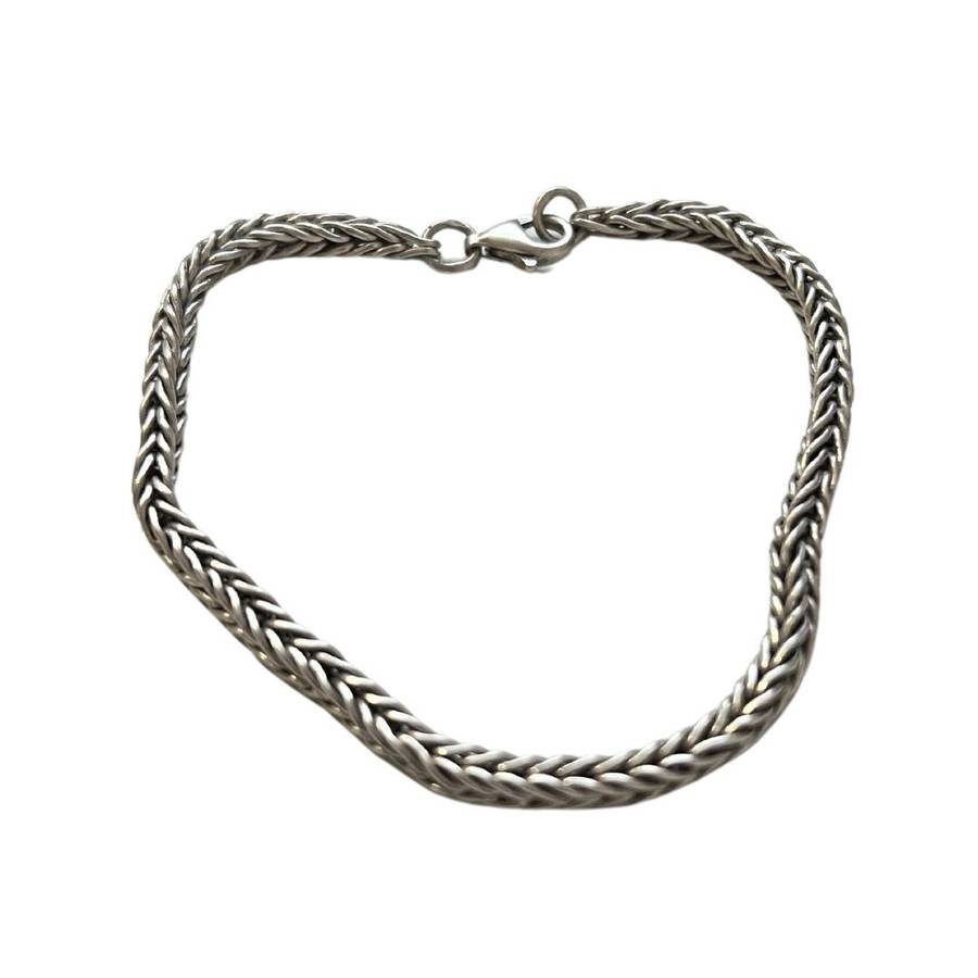 Bracelet - Vintage 925 Silver Braided Rope Chain - ML3602