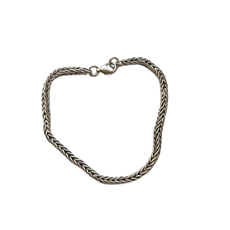 Bracelet - Vintage 925 Silver Braided Rope Chain - ML3602