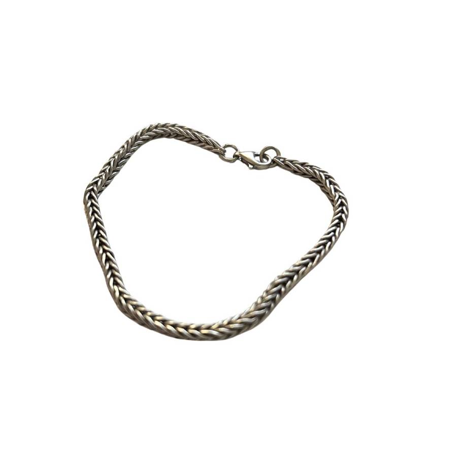 Bracelet - Vintage 925 Silver Braided Rope Chain - ML3602