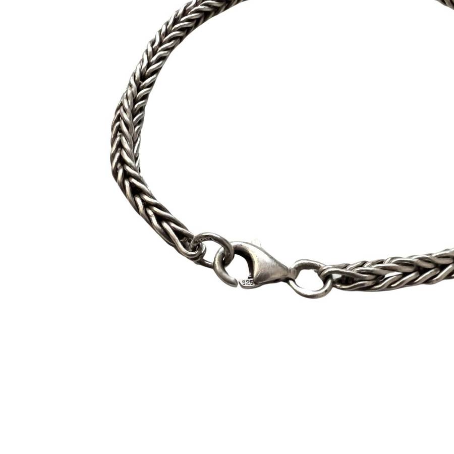 Bracelet - Vintage 925 Silver Braided Rope Chain - ML3602