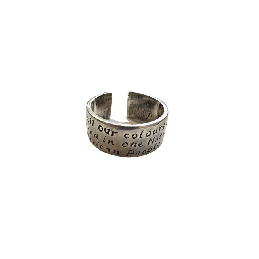 Ring - Silver tone Madiba inscribed ring - ML3604