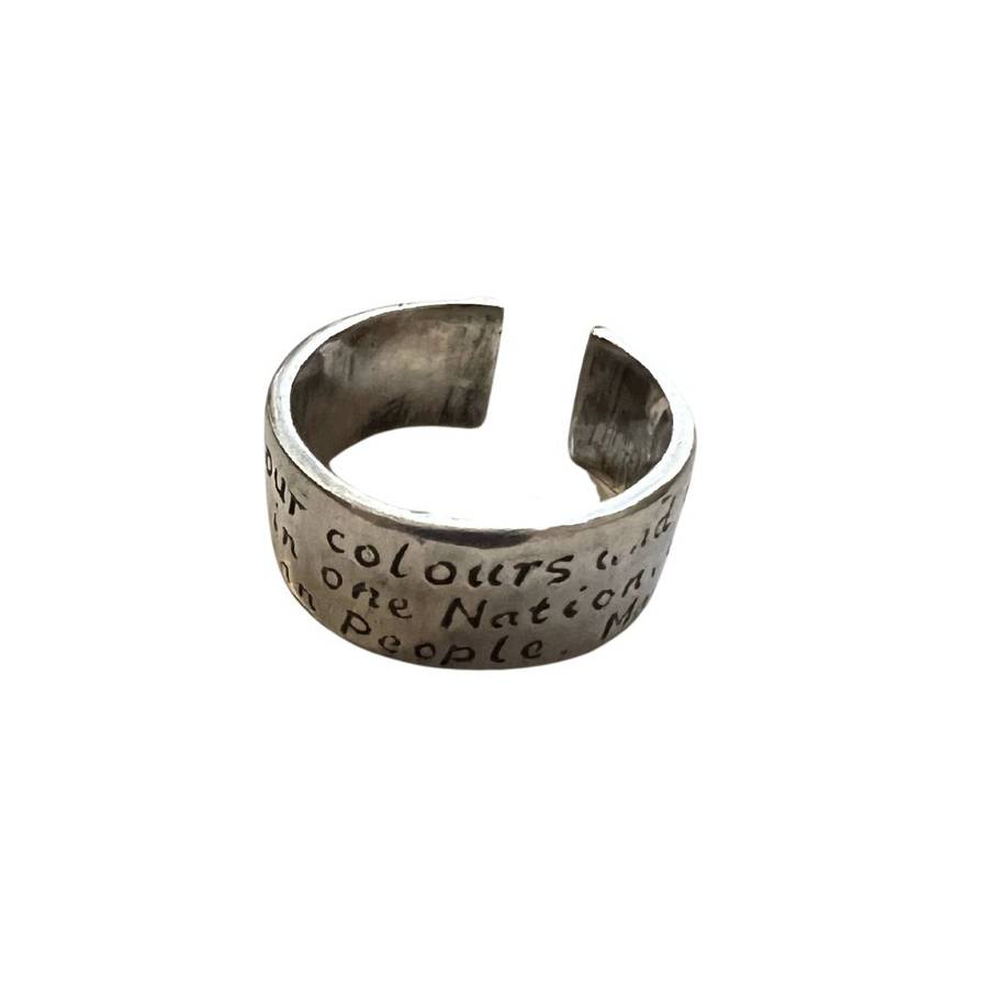 Ring - Silver tone Madiba inscribed ring - ML3604