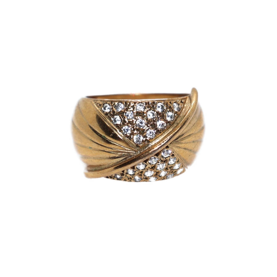 Ring - Silver Gilt Wide Band Silver Gilt with Pave - ML3619