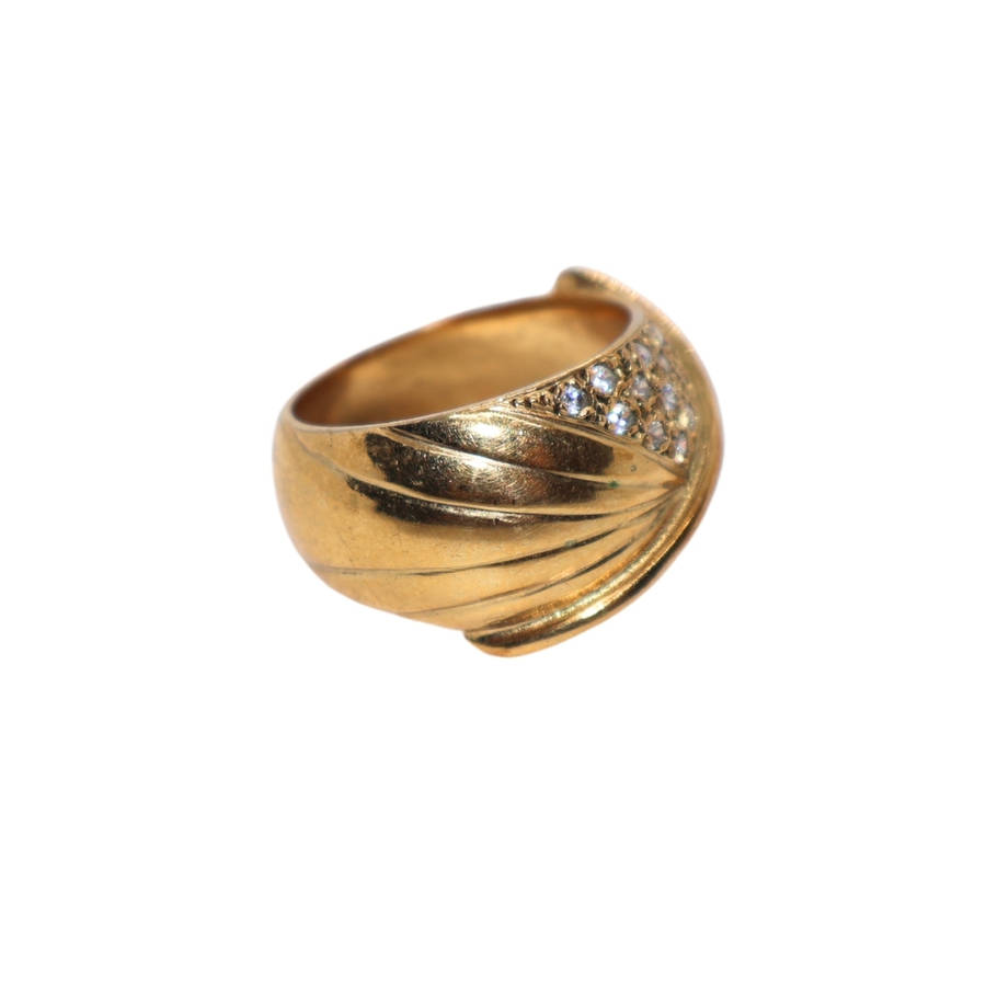 Ring - Silver Gilt Wide Band Silver Gilt with Pave - ML3619