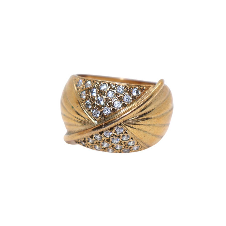 Ring - Silver Gilt Wide Band Silver Gilt with Pave - ML3619