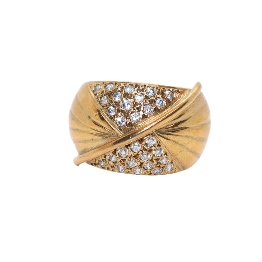 Ring - Silver Gilt Wide Band Silver Gilt with Pave - ML3619
