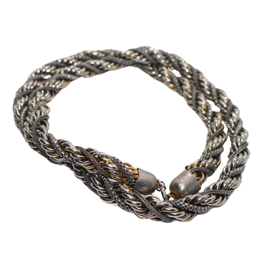 Gold Tone thiick gold tone chain with silver chain braided through - ML3626