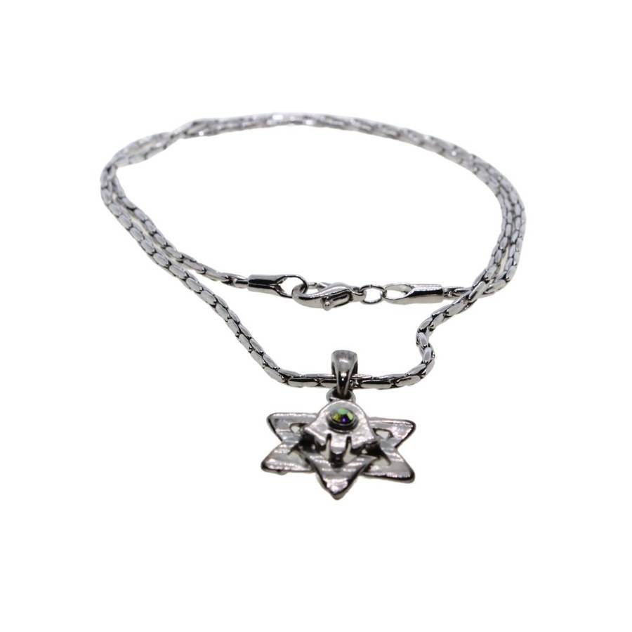 Pendant - Hamsa with Centre Stone on Magen David #ML001