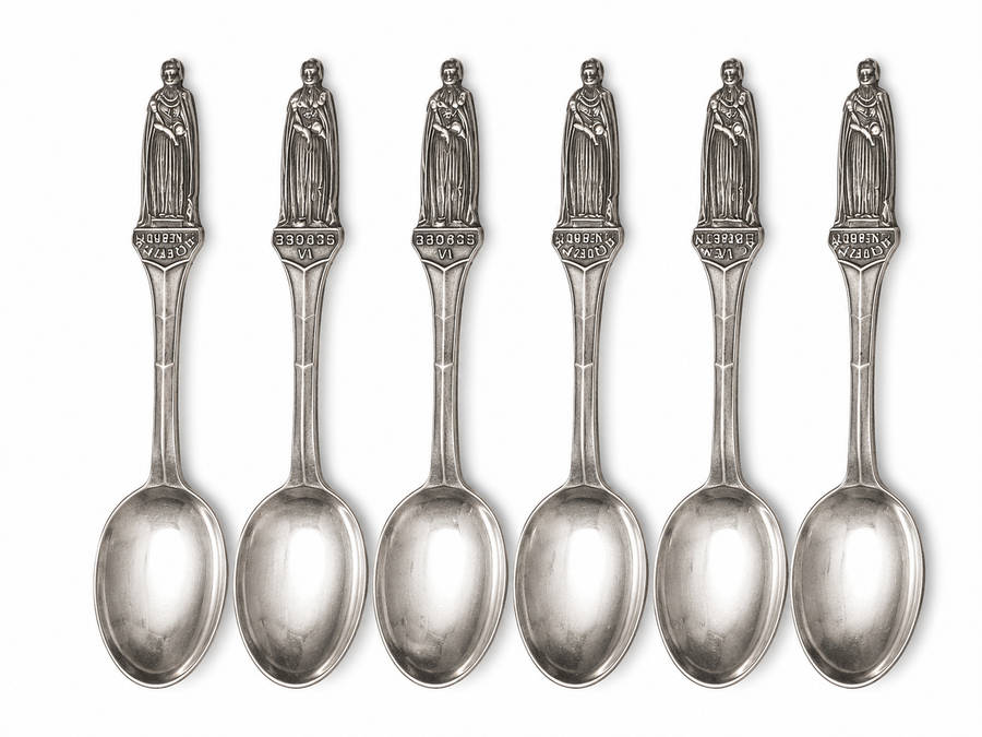 Teaspoons - Silver Set of 6 Cooper Brothers Epns Showing Kings and Queens - ML3710