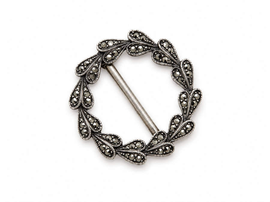 Silver Tone Marcasite belt buckle - ML3722