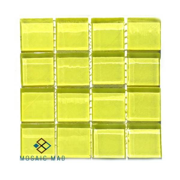 Crystal Glass Mosaic Tiles 25mm x 25mm- LIGHT YELLOW