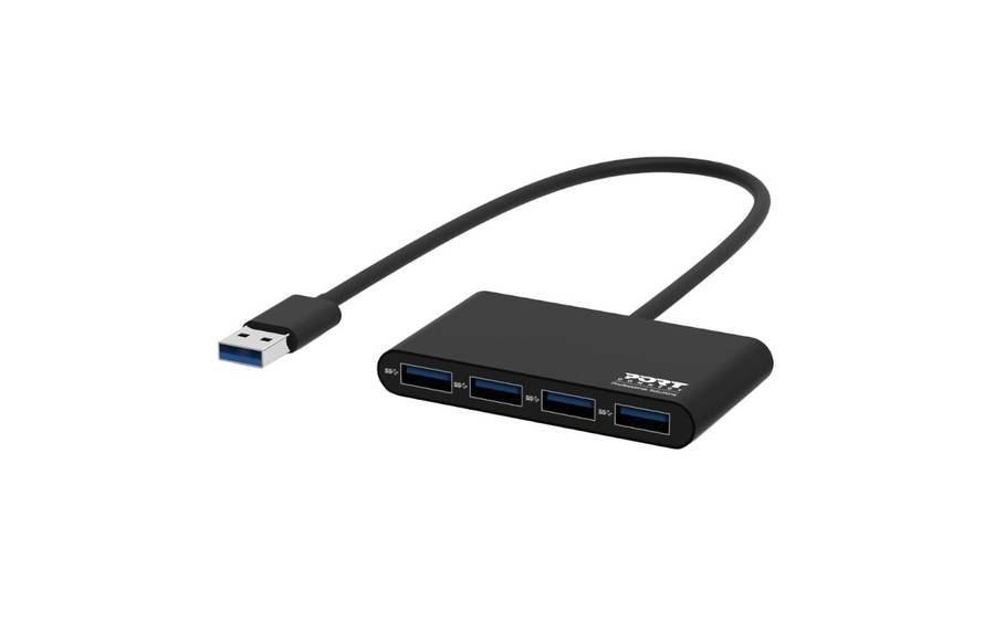 Port USB3.0 to 4 x USB3.0 5Gbps 4 Port Hub - Black