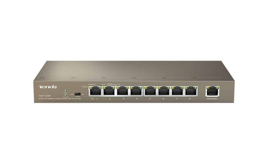 Tenda 9-Port Fast Ethernet Switch with 8-Port PoE | TEF1109P-8-63W