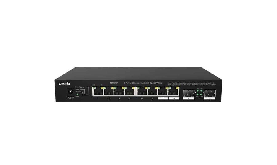 Tenda 8-Port 2.5G Ethernet Switch with 2x 2.5G SFP slots | TEM2010F