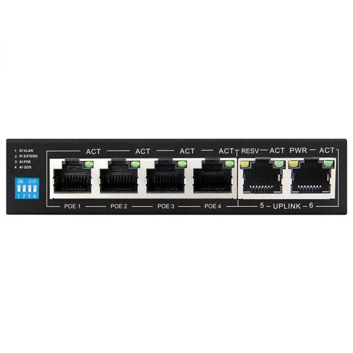 Scoop 6 Port Fast Ethernet 4 AI PoE 60W Switch