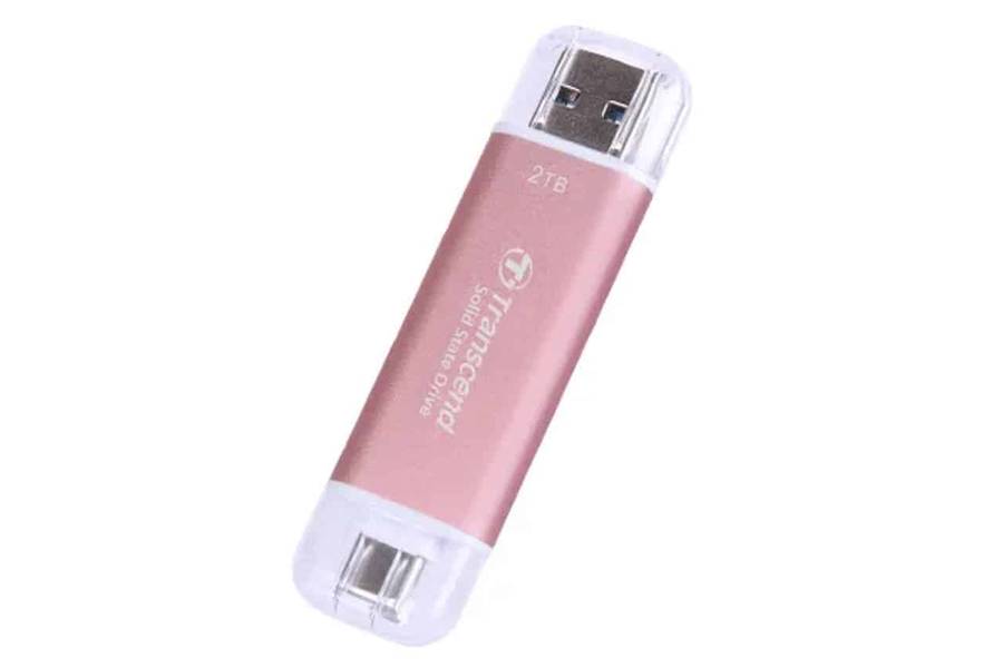Transcend 2TB ESD310 Portable USB-C/A SSD (Rosy Pink)
