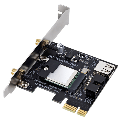 Gigabyte WBAX2400R WiFi 6E Realtek RTL8852CE 2x2 MIMO Tri-Band 6GHz PCIe 4.0 1x Desktop PC Networ...