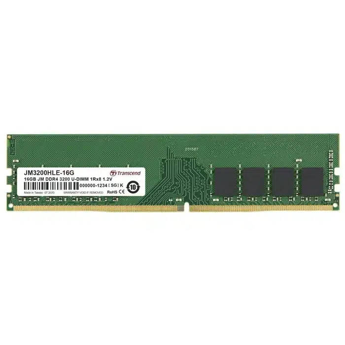 Transcend JetRam Memory 16GB DDR4-3200 Desktop U-DIMM 1RX8 CL22