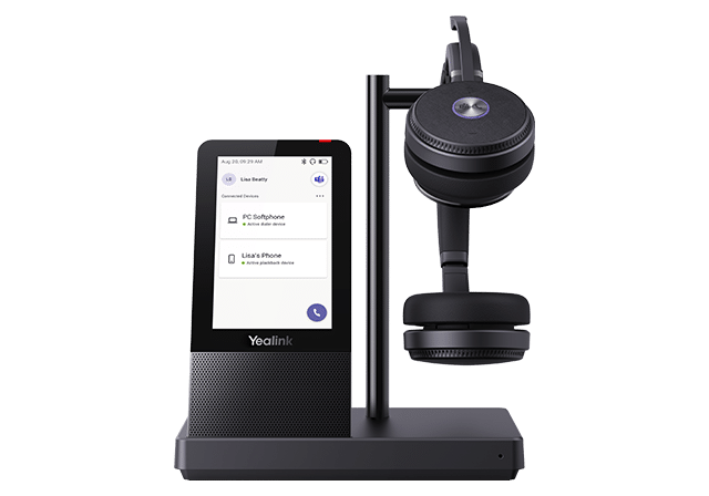 Yealink WH66-Mono DECT Wireless On Ear Mono Headset With Touch Screen Base Station