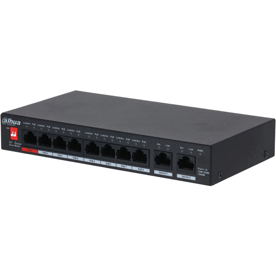 Dahua 10-Port Unmanaged Desktop Switch with 8-Port PoE