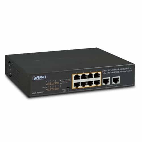 Planet 8-Port 10/100/1000T 802.3at PoE + 2-Port 10/100/1000T Desktop Switch (120 watts) - Networking