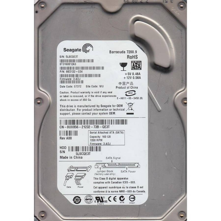 160GB Seagate 3.5" SATA 7200rpm 8MB Hard Drive