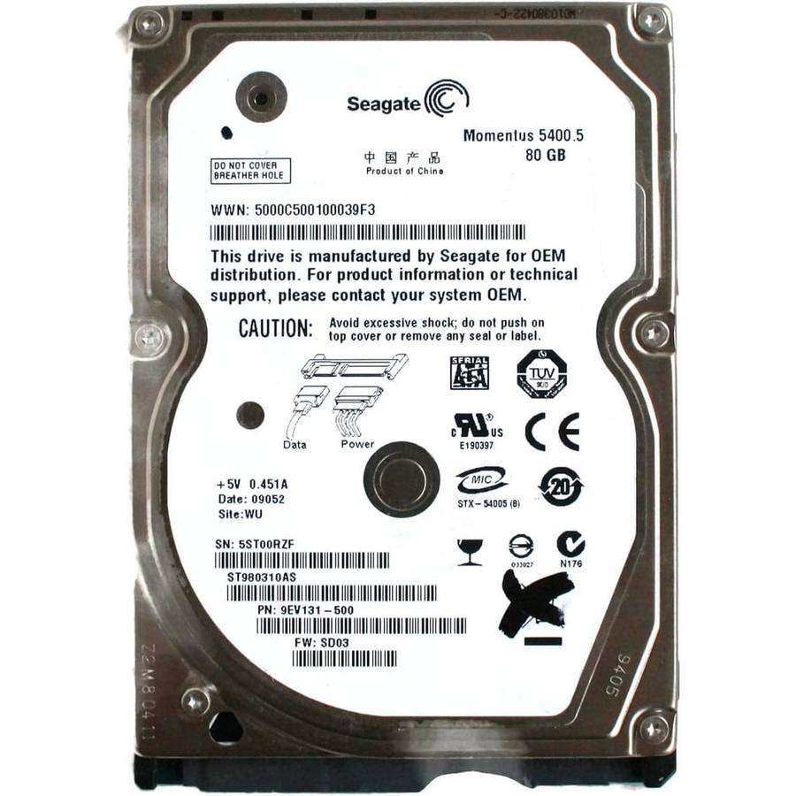 80GB Seagate 2.5" SATA 5400rpm 8MB Notebook HD