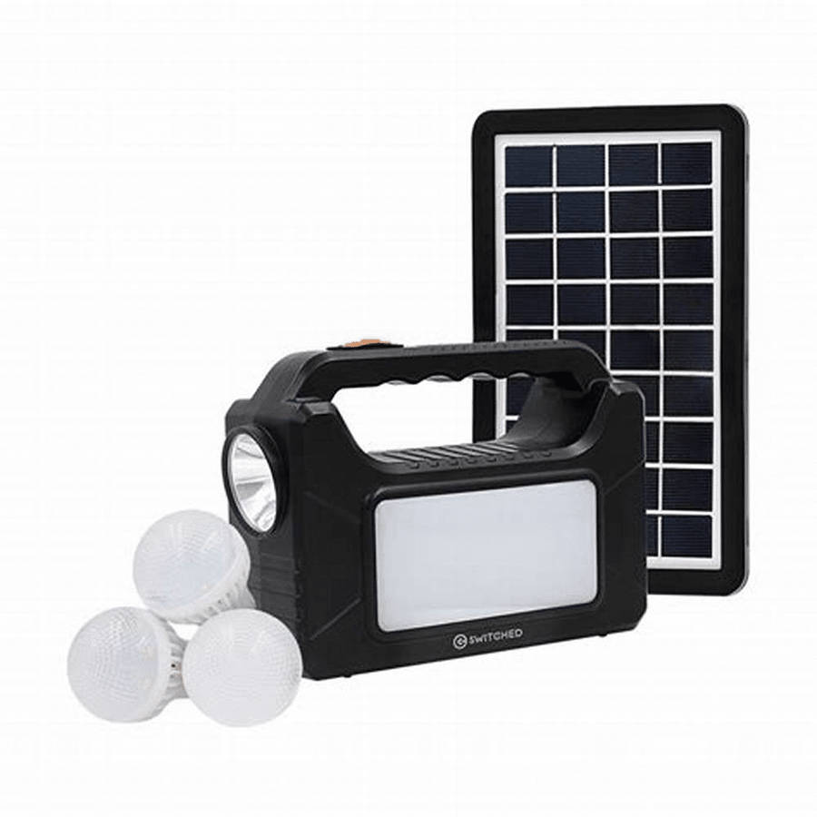 Switched Portable Power Station with Solar Panel -Black