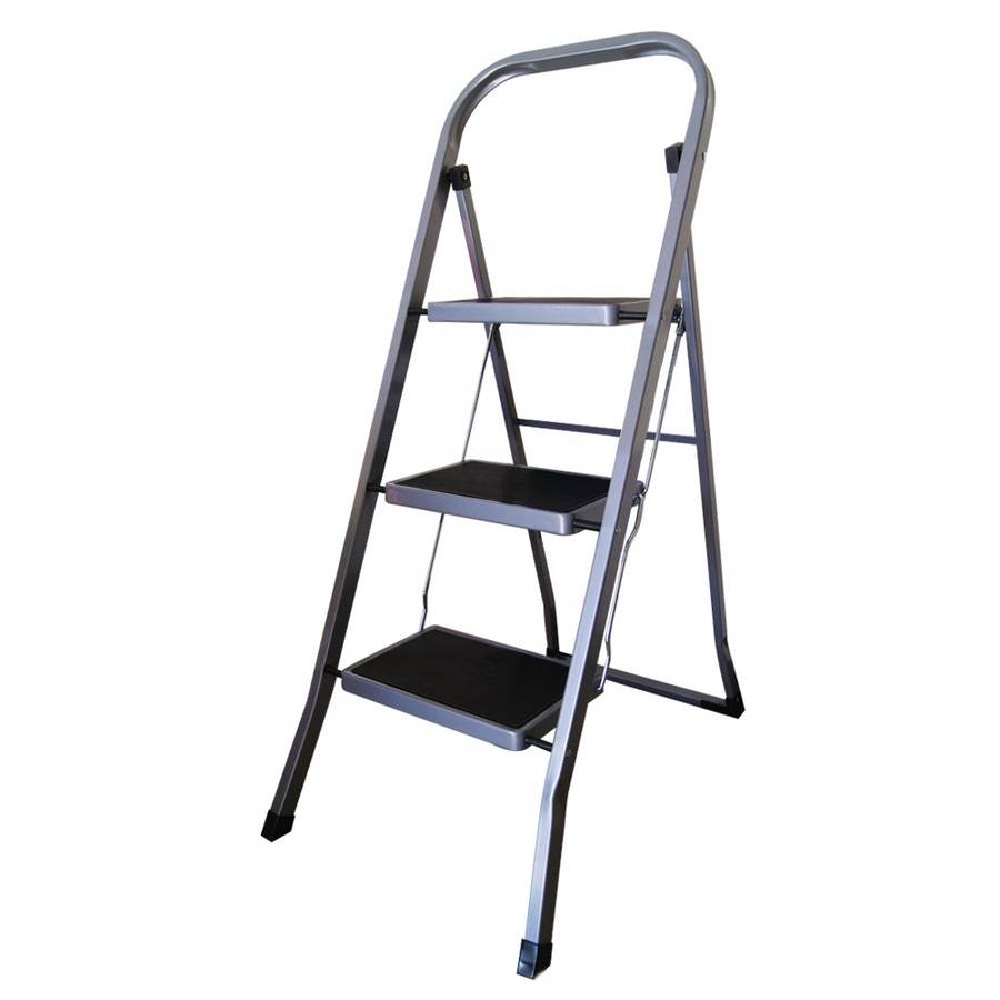 Totally Aluminium 150kg Silver with Black Accents 3 Step Ladder - 113