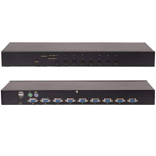 Cattex 8 Port USB/PS2 KVM Rack Mountable VGA KVM Console - Networking