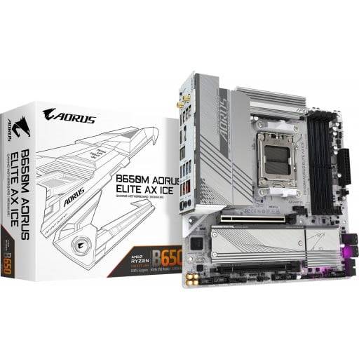 Gigabyte B650M AORUS ELITE AX ICE AMD B650 Ryzen Socket AM5 Micro-ATX Desktop Motherboard