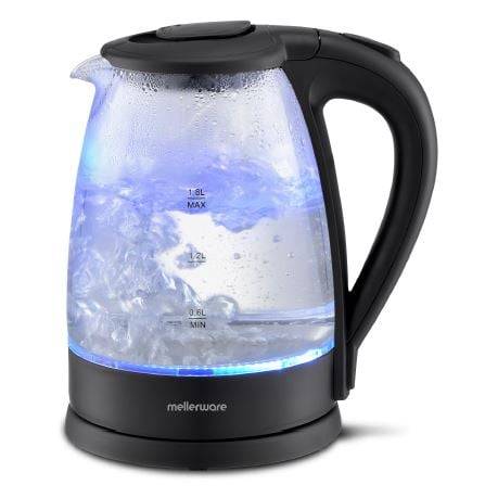 Mellerware Kettle 360 Degree Cordless Kettle Glass Black-  "Storm", 1.8Litre