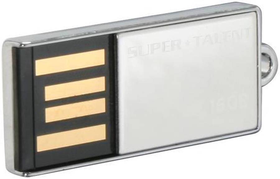 Super Talent Silver Pico-C 16GB USB2.0 Flash Drive - Silver