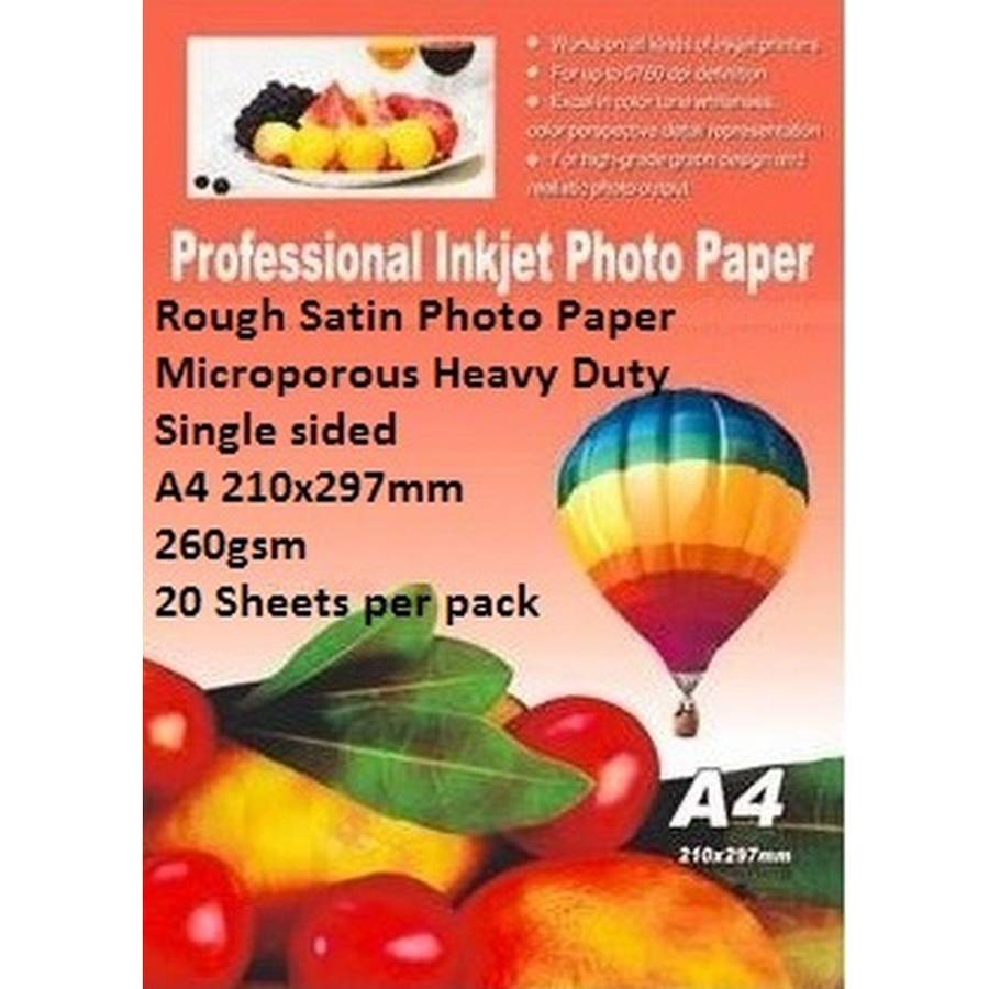 EBox Rough Satin Photo Paper - A4 210x297mm-260gsm-20 Sheets per pack