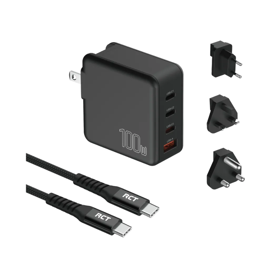 RCT 100W Charging Travel kit - Travel adaptor + (EU+UK+SA) Plug and ca