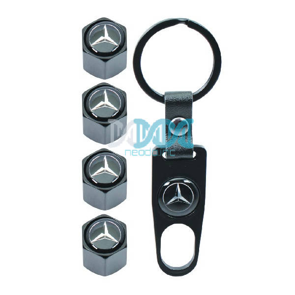 Valve Caps Set With Key Ring Mercedes