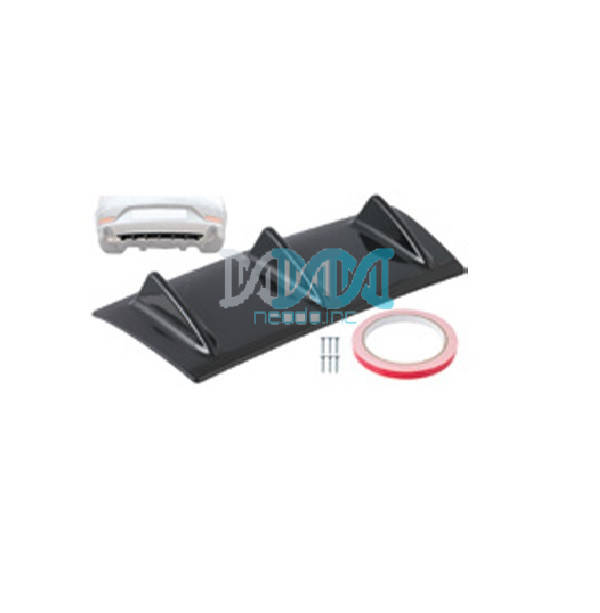 Rear Lower Bumper Lip Spoiler 3Fins 385mm Black Universal