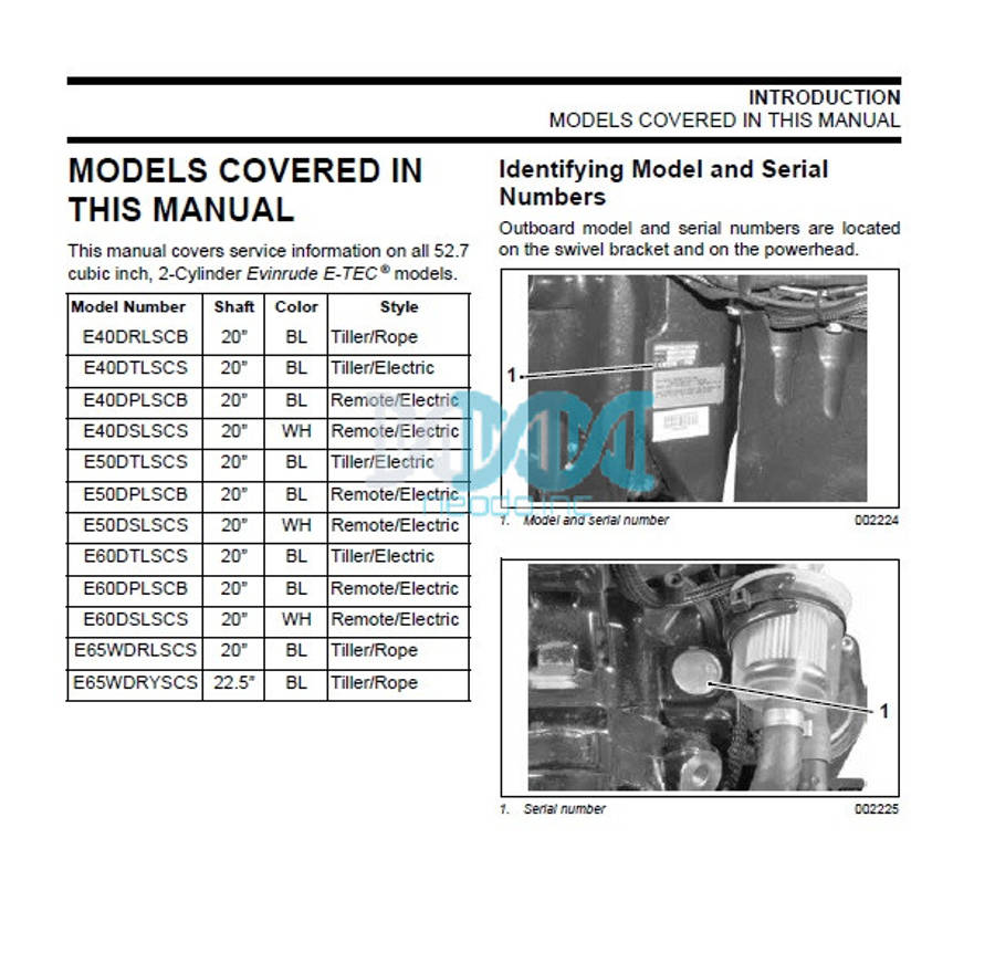 Evinrude Outboard 40 50 60 65 Hp Service Manual