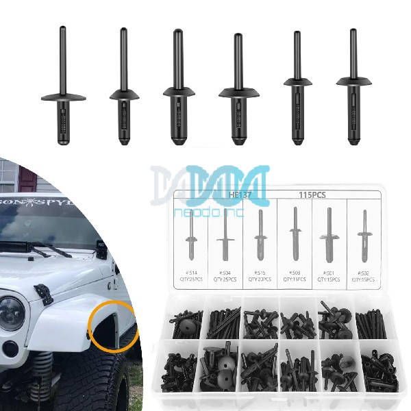 HE137 - Pop Rivet Panel Clips Assorted 115Pcs