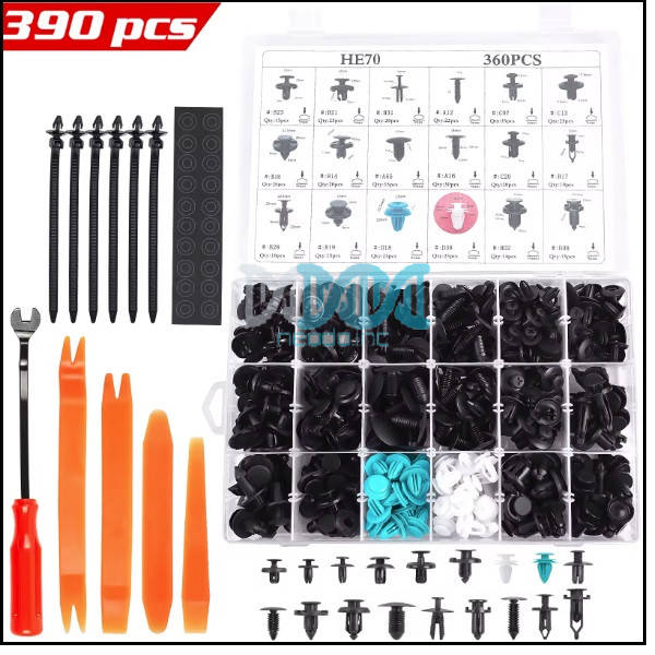 HE70 - Panel Clips Assorted 390 Pieces With Tools