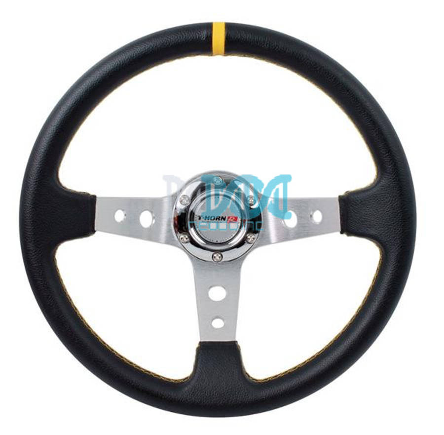 Steering Wheel Pvc 350mm Black/Yellow