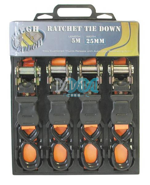 Ratchet Tie Down 4  Piece 5Mx25mm 1500