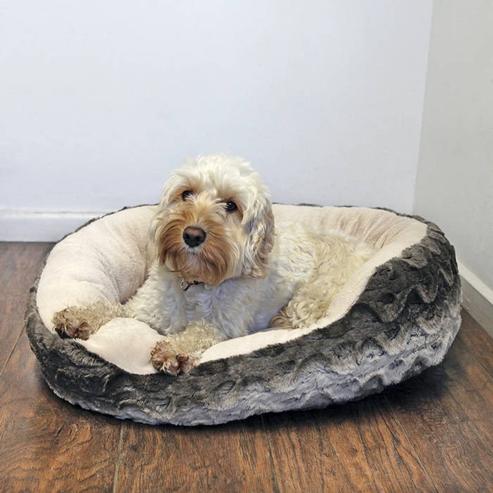 Grey & Cream Snuggle Plush Oval Small