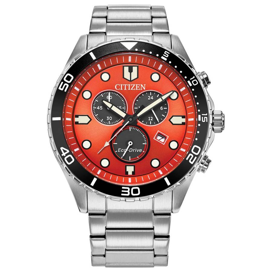 Citizen Sporty Aqua  Solar Powered Quartz Eco-Drive  Orange Dial  Men's  Watch