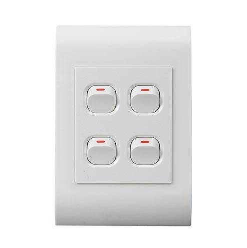 Lesco Pipelli 4 Lever 1 Way Flush Switch- Voltage: 220-240V Amperage: 16A Height: 100mm Width: 50...