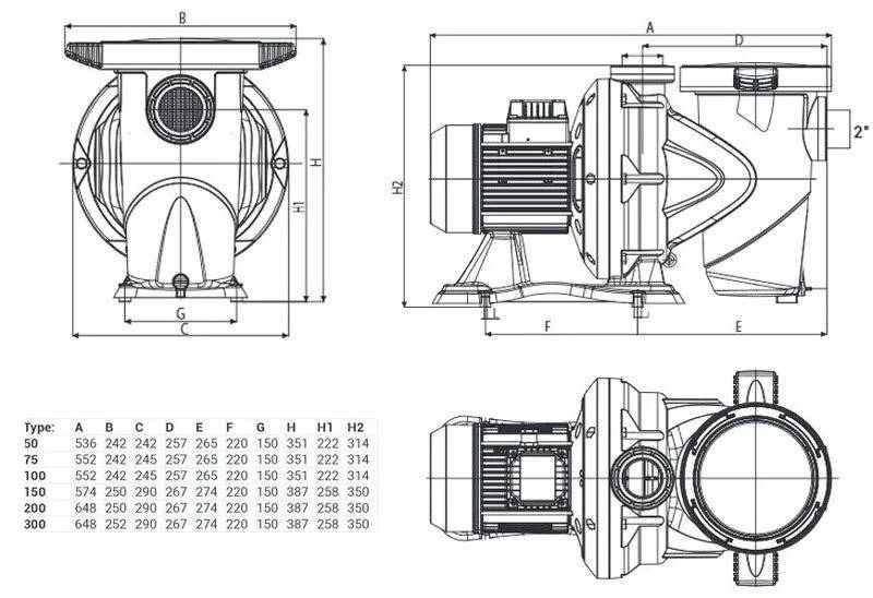 POOL PUMP AND MOTOR 0.75KW DAB EUROSWIM 100M