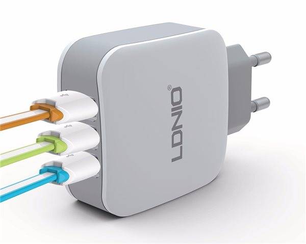 LDNIO DL-AC70 3 Port Triple USB port 3.4A Adapter for Apple and Android devices + FREE lightning App