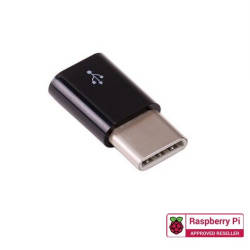 Power cable USB micro-B to USB-C adapter for Pi4 Black