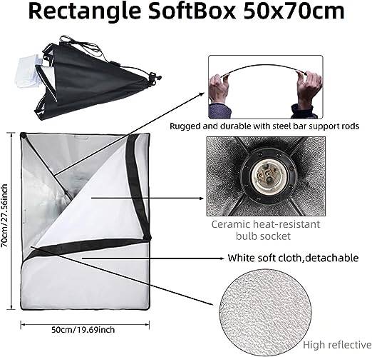2 Single Socket Softbox Studio Lighting Kit  Continuous Lighting for Photography &amp; Video