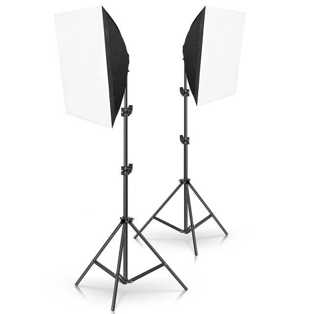 2 Single Socket Softbox Studio Lighting Kit  Continuous Lighting for Photography &amp; Video
